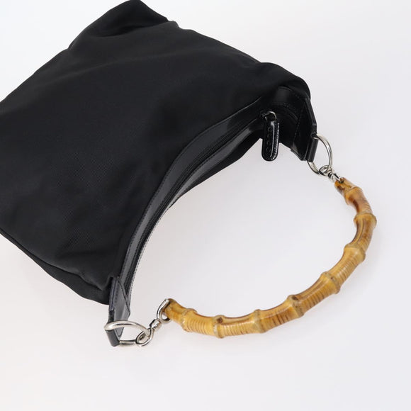 GUCCI Bamboo Jackie Shoulder Bag Nylon 6Set Black Auth bs29393