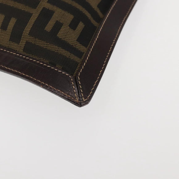 FENDI Zucca Canvas Clutch Bag Black Brown gold Auth bs29397
