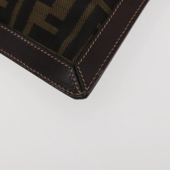 FENDI Zucca Canvas Clutch Bag Black Brown gold Auth bs29397