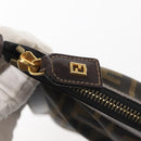 FENDI Zucca Canvas Clutch Bag Black Brown gold Auth bs29397-9