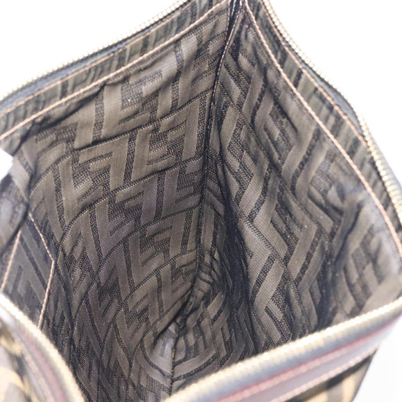 FENDI Zucca Canvas Clutch Bag Black Brown gold Auth bs29397