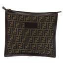 FENDI Zucca Canvas Clutch Bag Black Brown gold Auth bs29397-13