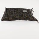 FENDI Zucca Canvas Clutch Bag Black Brown gold Auth bs29397-3