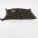 FENDI Zucca Canvas Clutch Bag Black Brown gold Auth bs29397-4