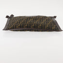 FENDI Zucca Canvas Clutch Bag Black Brown gold Auth bs29397-6