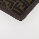 FENDI Zucca Canvas Clutch Bag Black Brown gold Auth bs29397-7