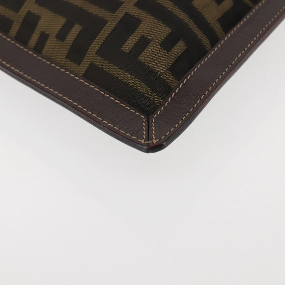 FENDI Zucca Canvas Clutch Bag Black Brown gold Auth bs29397