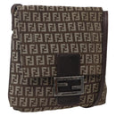 FENDI Zucchino Canvas Shoulder Bag Brown Auth bs29399-1