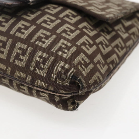 FENDI Zucchino Canvas Shoulder Bag Brown Auth bs29399