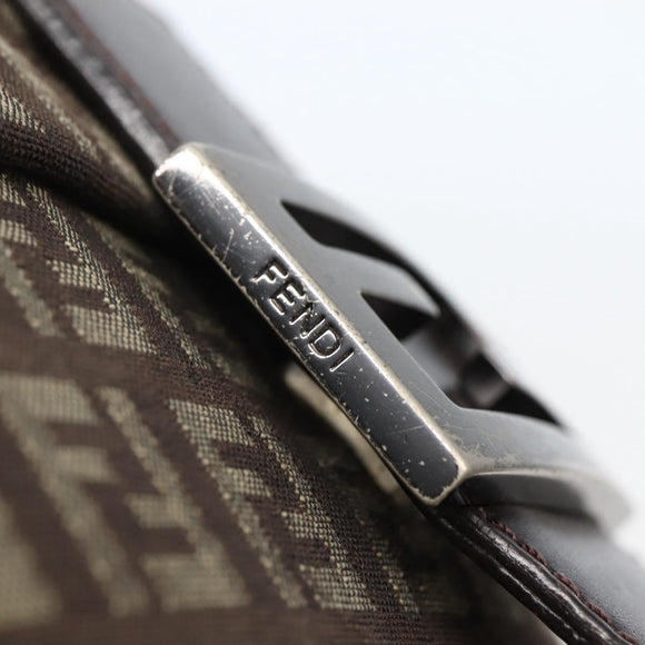 FENDI Zucchino Canvas Shoulder Bag Brown Auth bs29399