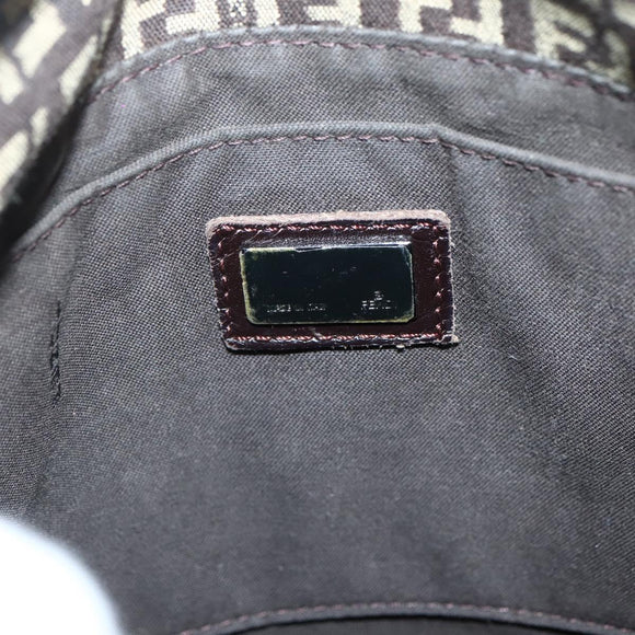 FENDI Zucchino Canvas Shoulder Bag Brown Auth bs29399