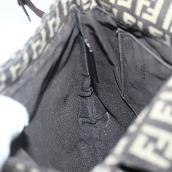 FENDI Zucchino Canvas Shoulder Bag Brown Auth bs29399