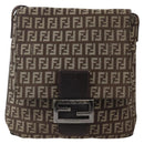 FENDI Zucchino Canvas Shoulder Bag Brown Auth bs29399-2