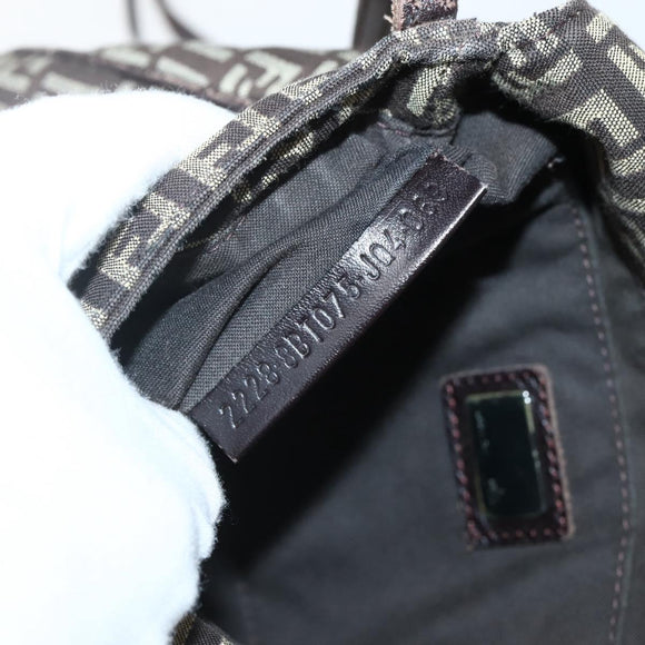 FENDI Zucchino Canvas Shoulder Bag Brown Auth bs29399