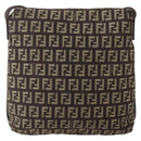 FENDI Zucchino Canvas Shoulder Bag Brown Auth bs29399-3