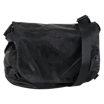 CHANEL Sports Shoulder Bag Coated Canvas Black Silver CC Auth bs29400