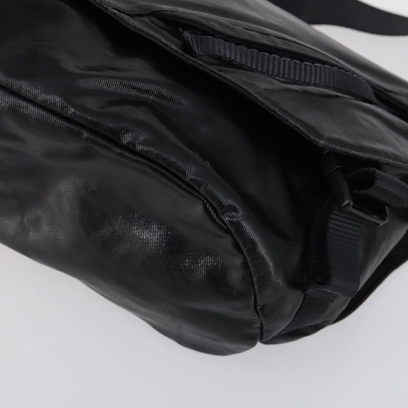 CHANEL Sports Shoulder Bag Coated Canvas Black Silver CC Auth bs29400