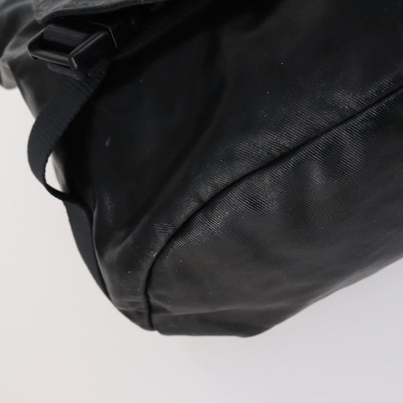 CHANEL Sports Shoulder Bag Coated Canvas Black Silver CC Auth bs29400