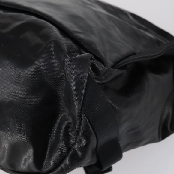 CHANEL Sports Shoulder Bag Coated Canvas Black Silver CC Auth bs29400