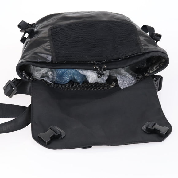 CHANEL Sports Shoulder Bag Coated Canvas Black Silver CC Auth bs29400