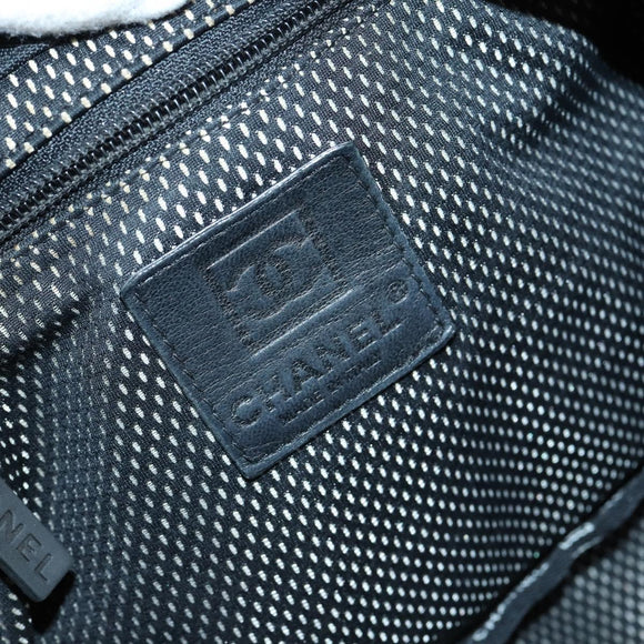 CHANEL Sports Shoulder Bag Coated Canvas Black Silver CC Auth bs29400