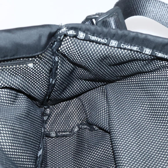 CHANEL Sports Shoulder Bag Coated Canvas Black Silver CC Auth bs29400