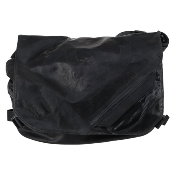 CHANEL Sports Shoulder Bag Coated Canvas Black Silver CC Auth bs29400