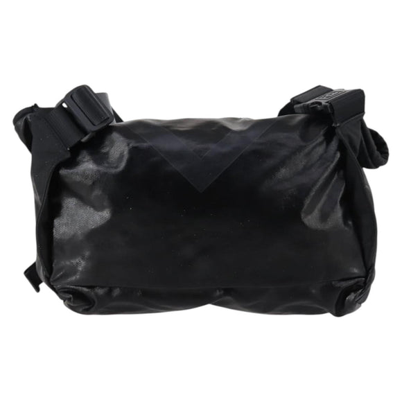 CHANEL Sports Shoulder Bag Coated Canvas Black Silver CC Auth bs29400