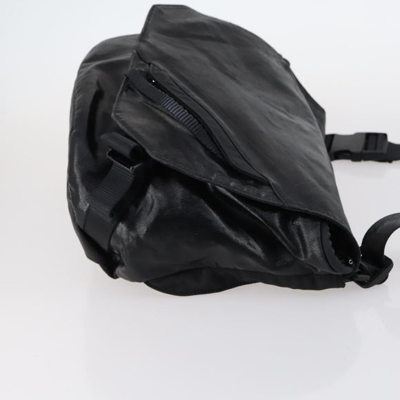 CHANEL Sports Shoulder Bag Coated Canvas Black Silver CC Auth bs29400