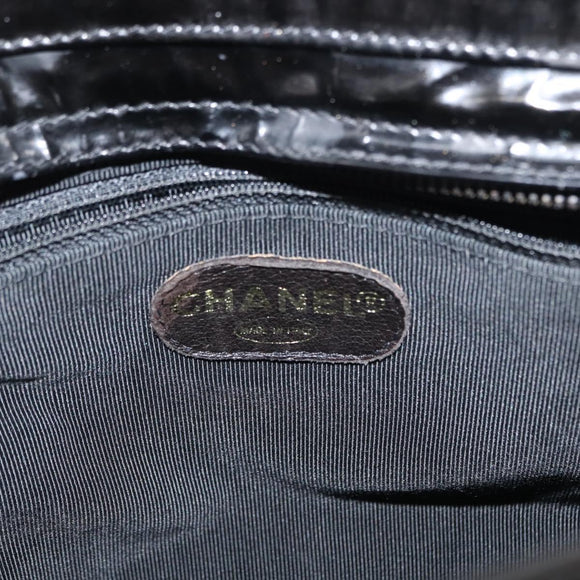 CHANEL Tote Bag Patent leather Black CC Auth bs29402