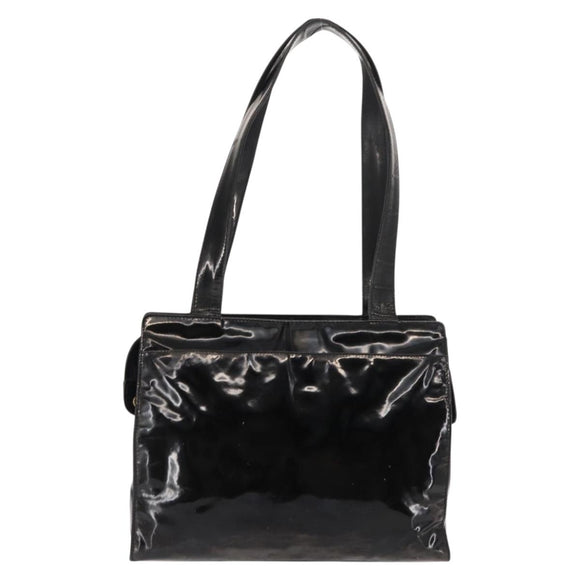 CHANEL Tote Bag Patent leather Black CC Auth bs29402