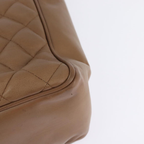 CHANEL Matelasse Chain Shoulder Bag Lamb Skin Beige Gold CC Auth bs29410