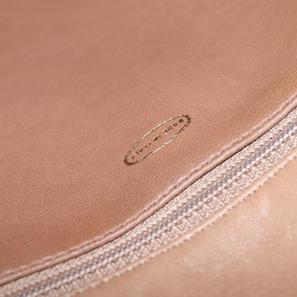 CHANEL Matelasse Chain Shoulder Bag Lamb Skin Beige Gold CC Auth bs29410