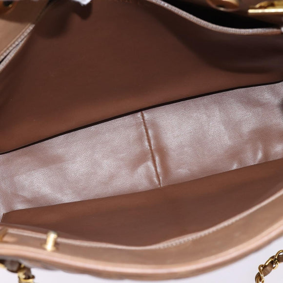 CHANEL Matelasse Chain Shoulder Bag Lamb Skin Beige Gold CC Auth bs29410