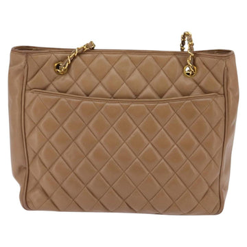 CHANEL Matelasse Chain Shoulder Bag Lamb Skin Beige Gold CC Auth bs29410 - 0