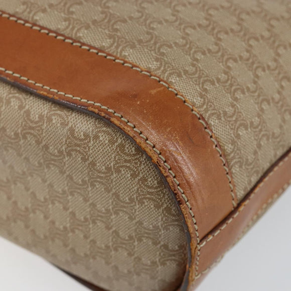 CELINE Macadam Canvas Tote Bag PVC Beige Gold Auth bs29412