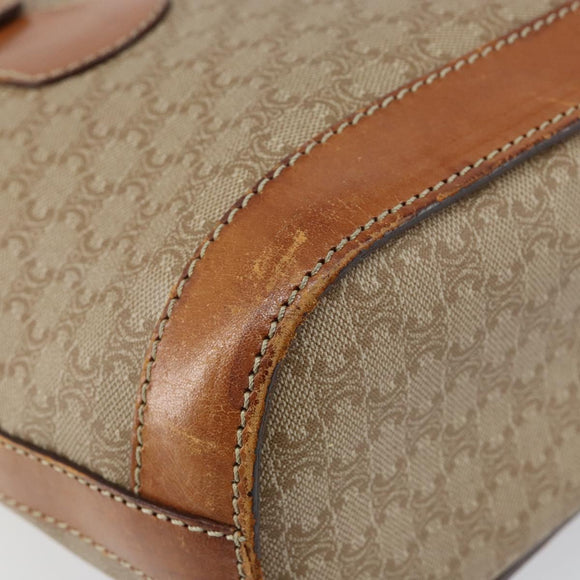 CELINE Macadam Canvas Tote Bag PVC Beige Gold Auth bs29412