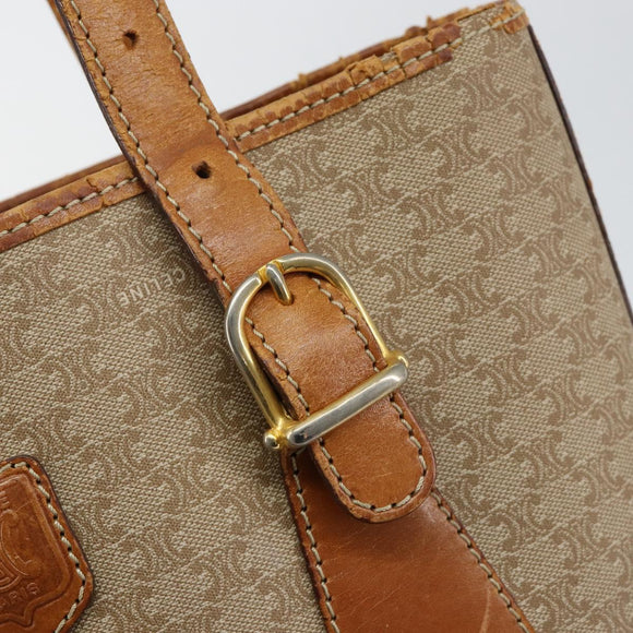 CELINE Macadam Canvas Tote Bag PVC Beige Gold Auth bs29412