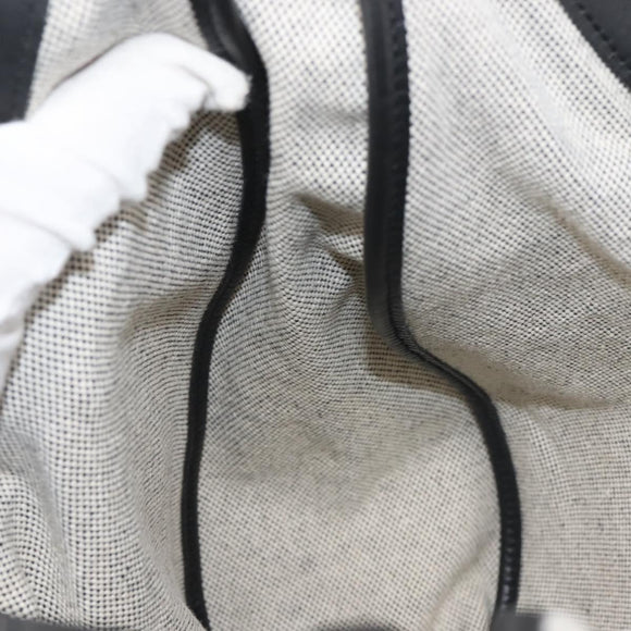 HERMES Sac Luco MM Shoulder Bag Canvas Leather Gray Black Silver Auth bs29413