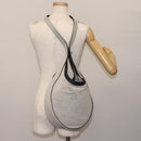 HERMES Sac Luco MM Shoulder Bag Canvas Leather Gray Black Silver Auth bs29413-20