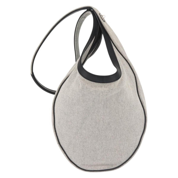 HERMES Sac Luco MM Umhängetasche Canvas Leder Grau Schwarz Silber Auth bs29413