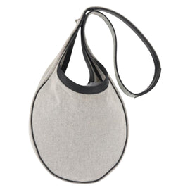 HERMES Sac Luco MM Shoulder Bag Canvas Leather Gray Black Silver Auth bs29413 - 0