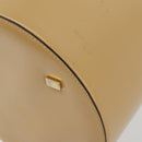 CELINE Vanity Pouch Leather metal Beige Gold Auth bs29414-14