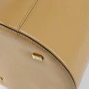 CELINE Vanity Pouch Leather metal Beige Gold Auth bs29414-16