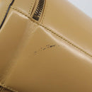 CELINE Vanity Pouch Leather metal Beige Gold Auth bs29414-9