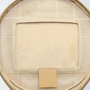 CELINE Vanity Pouch Leather metal Beige Gold Auth bs29414-20