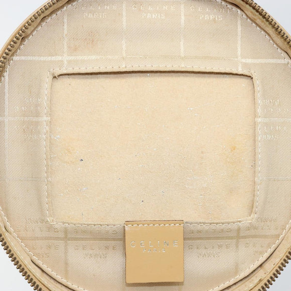 CELINE Vanity Pouch Leather metal Beige Gold Auth bs29414