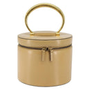 CELINE Vanity Pouch Leather metal Beige Gold Auth bs29414-13