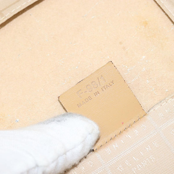 CELINE Vanity Pouch Leather metal Beige Gold Auth bs29414