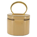 CELINE Vanity Pouch Leather metal Beige Gold Auth bs29414-2